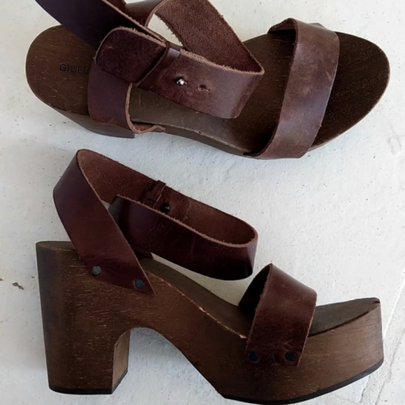 Giulia Taddeucci Ankle Strappy Wood Block Sandals - Picture 3 of 11